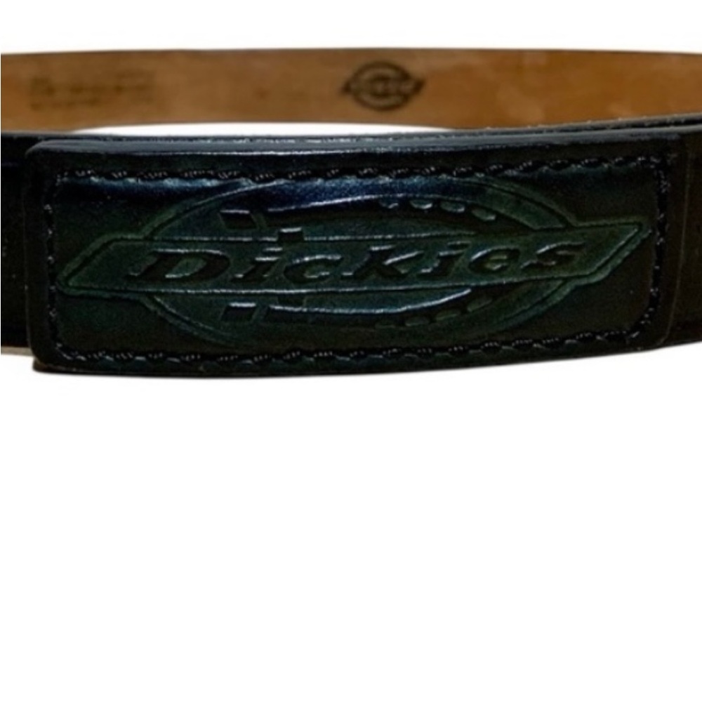 Dickies Dark Leather Belt With Built in Logo Buckle Size 40 in